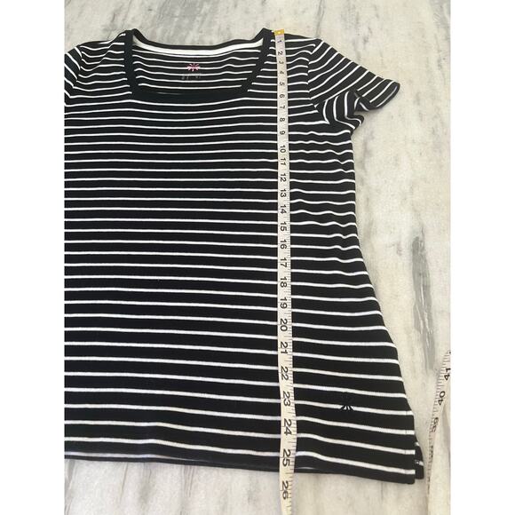 Isaac Mizrahi Live Black White Striped Knit Top Woman Size Medium Square Neck - Picture 8 of 8